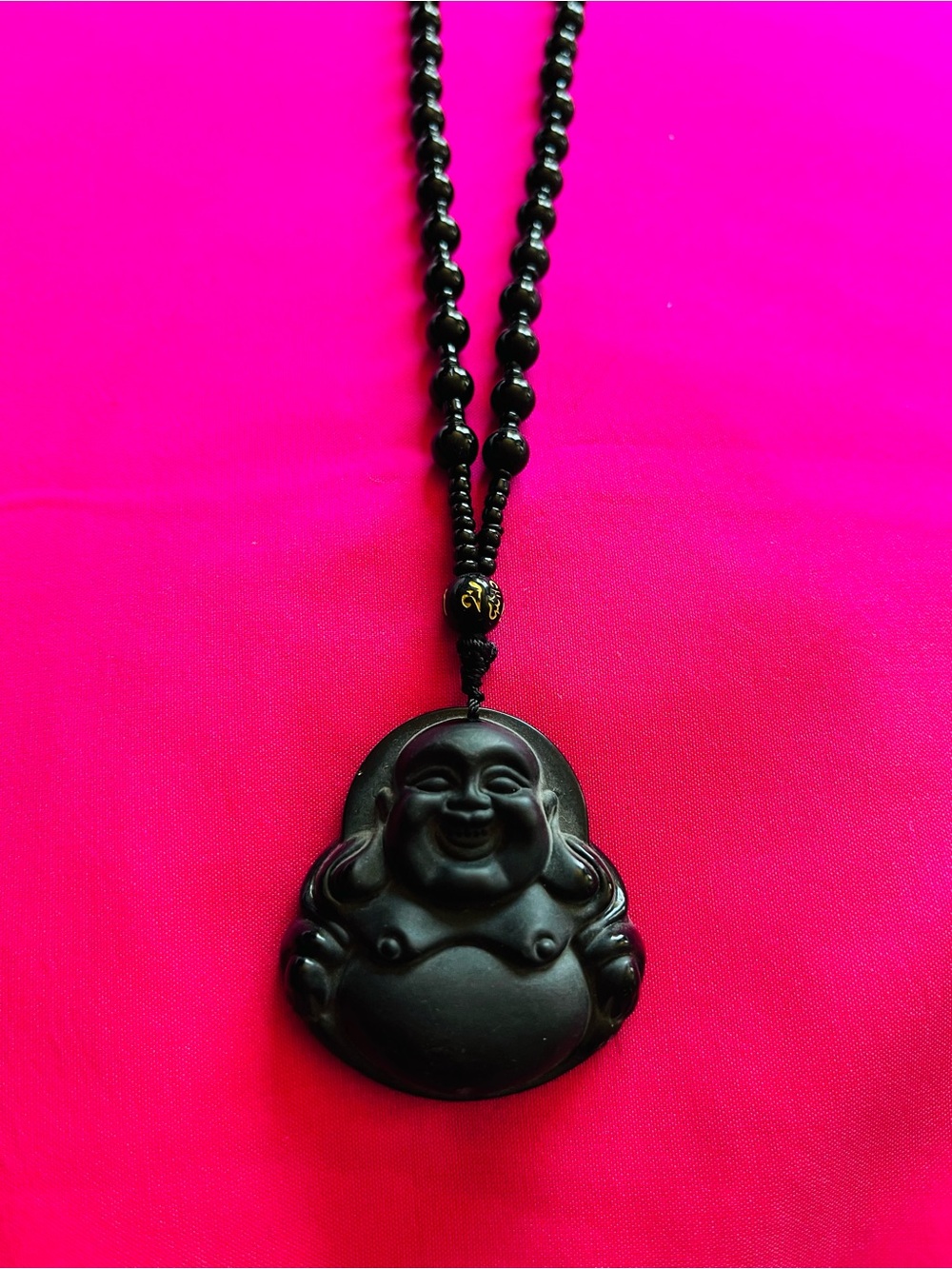 Bohemian Black lucky happy Buddha necklace